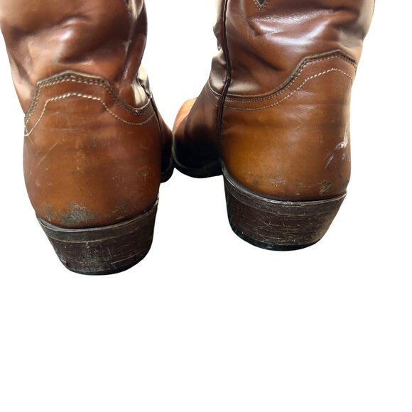 VTG Justin Leather Cowboy Boots Comb Last  9.5 B Brown Western Embroidered 2510 - Picture 8 of 16